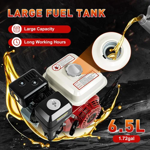 Miniatura 5 de Motor de gasolina refrigerado por aire de 4 tiempos de 6.5HP, motor de gasolina de eje horizontal de 200cc con arranque manual, motor de gasolina
