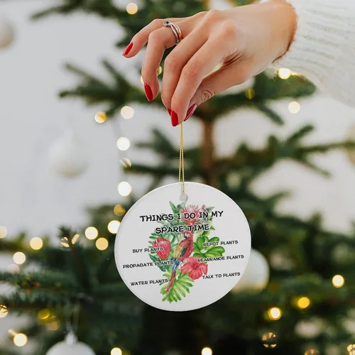 Miniatura 7 de Adornos de plantas para árbol de Navidad, decoración de Navidad de señora de plantas locas, bonitos y divertidos adornos de cerámica para amantes