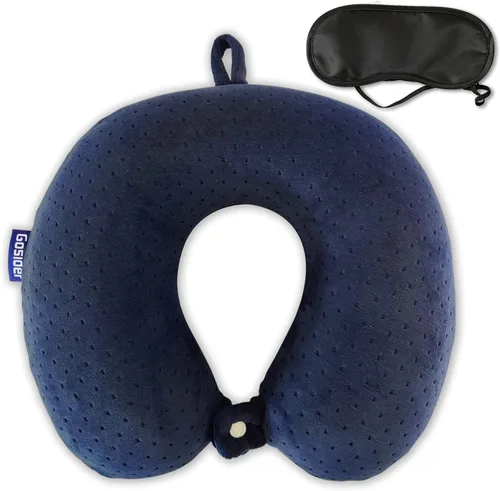Miniatura 16 de Almohada de viaje de cuello en espuma viscoelástica de terciopelo naranja Gosider para avión, coche, tren