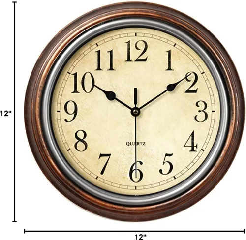 Miniatura 9 de Reloj de pared de 12 pulgadas, funciona con pilas, relojes silenciosos retro para sala de estar, cocina, oficina, escuela, aula, decoración