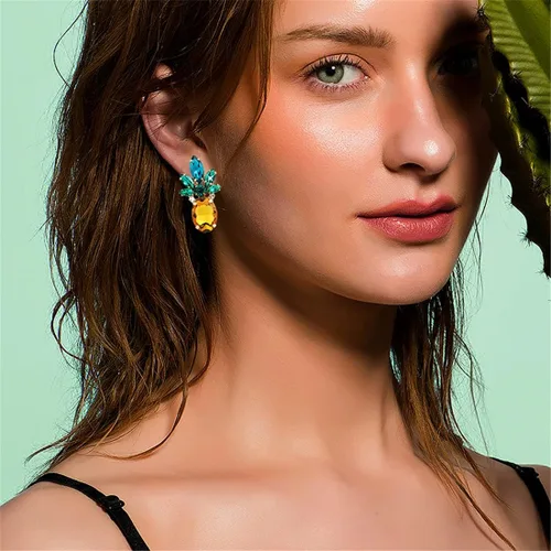 Miniatura 4 de Holylove - Aretes de piña para mujeres, adolescentes y niñas, 1 par, Vidrio