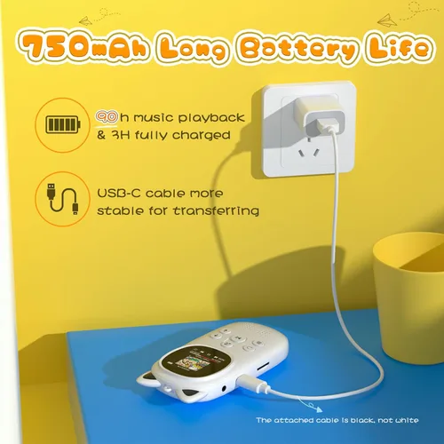 Miniatura 6 de Reproductor de MP3 para niños, reproductor de MP3 Bluetooth 5.0 de 32 GB, reproductor de música infantil con radio FM, altavoz, grabadora de voz