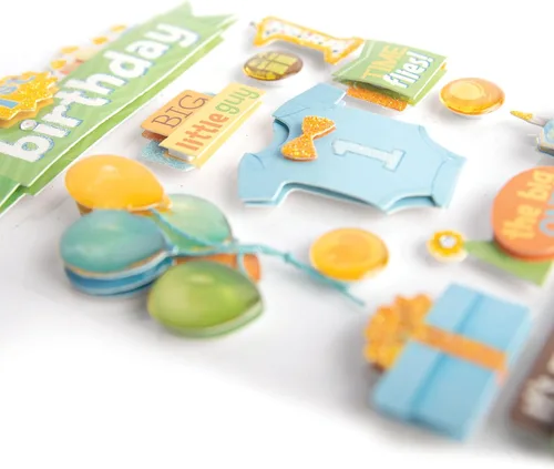 Miniatura 2 de Paper House Productions STDM-209E Adhesivos 3D, 1er Cumpleaños 'Boy', 5" x 7