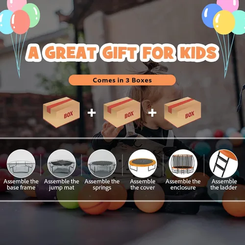 Miniatura 6 de Goplus Trampolines recreativos de 8 pies, 10 pies, 12 pies, 400 libras, trampolín para exteriores con cierre, escalera antideslizante, tecnología