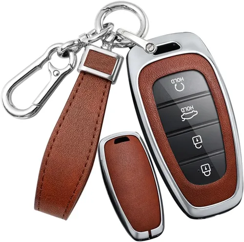 Miniatura 6 de SANRILY Funda de piel sintética para llavero de 4/5/7/8 botones, apta para Hyundai Tucson 2024 Palisade Sonata 2023 2022 Santa fe sin llave con Negro