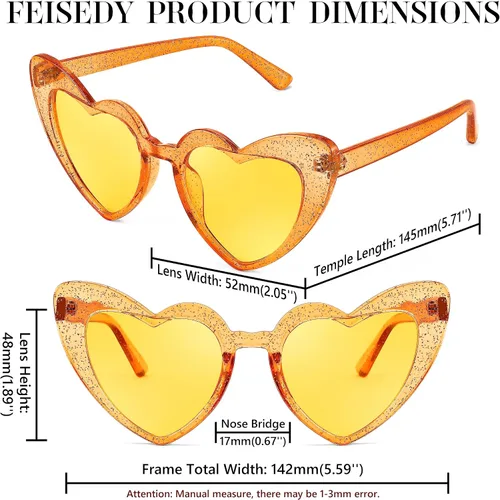Miniatura 6 de FEISEDY Gafas de sol de corazón para mujer, gafas de sol de corazón rosa, gafas de sol de corazón rojo, gafas de moda en forma de corazón B2421-P