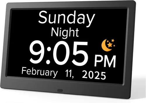 Reloj Despertador Digital de 10.1 Pulgadas con Fecha y Día de la Semana para Personas Mayores con Demencia, Pantalla Grande Clara, Múltiples