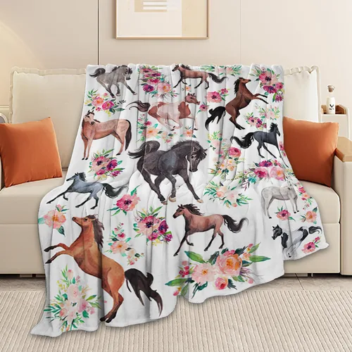 Miniatura 6 de Manta de caballos, manta de caballos, regalos para niñas, mujeres, niños y adultos, súper suave y acogedora, manta de forro polar mullido, Caballo