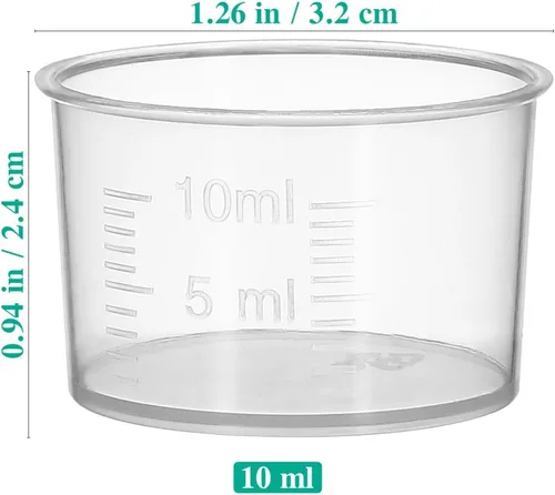 Miniatura 2 de TOYANDONA Juego de 100 vasos medidores desechables de plástico transparente de 0.3 onzas líquidas, vasos medidores gruesos para mezclar pintura