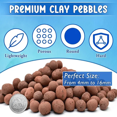 Miniatura 4 de ZeeDix 2LBS de guijarros de arcilla expandida para hidroponía - Bolas hidroneutrales de pH 4mm-16mm, guijarros ligeros de arcilla Leca para drenaje