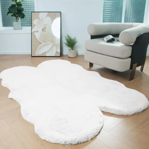 Miniatura 11 de Latepis Alfombra Pequeña Negra Esponjosa 2x3 pies Manta de Piel Sintética de Conejo Alfombra Suave Lavable Alfombras Peludas Shag para Dormitorio