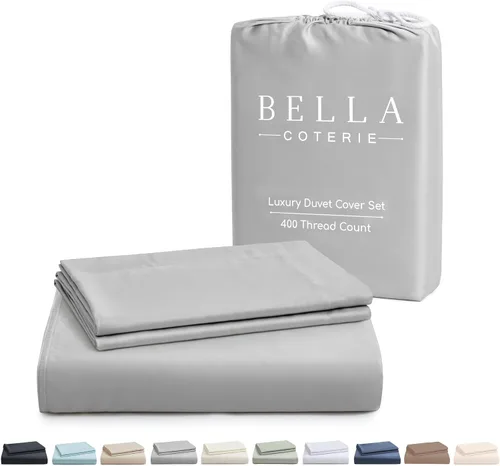 Miniatura 15 de Bella Coterie - Juego de funda de edredón de viscosa de bambú de lujo, tamaño King, 100% cultivado orgánicamente, lazos en las esquinas, ultra