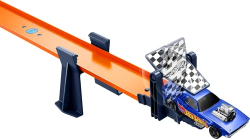 Miniatura 6 de Conjunto de coche de juguete Hot Wheels RC con vehículo de control remoto a escala 1:64 y más de 30 piezas de pista de carreras para crear múltiples