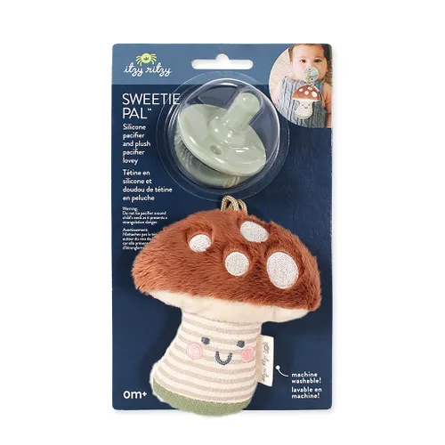 Miniatura 3 de Itzy Ritzy - Juego de chupón y Lovey; Set de hongo de felpa desmontable y chupón de silicona verde a juego; Ideal para edades de 0 meses en Diseño