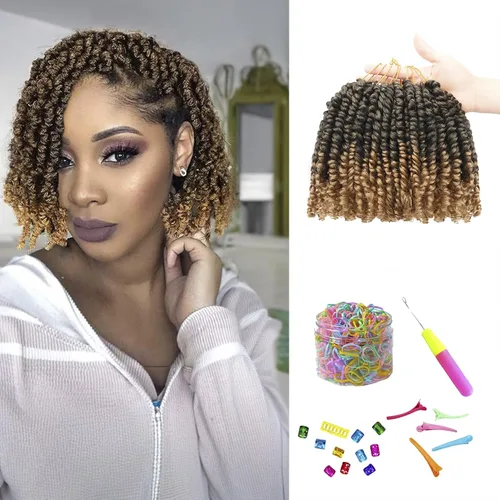 Miniatura 72 de Cabello de Ganchillo Pre-Retorcido Passion Twist para Mujeres Negras y Niños, Cabello Passion Twist Pre-Enrollado Trenzas Bohemias 4 Pulgadas 8