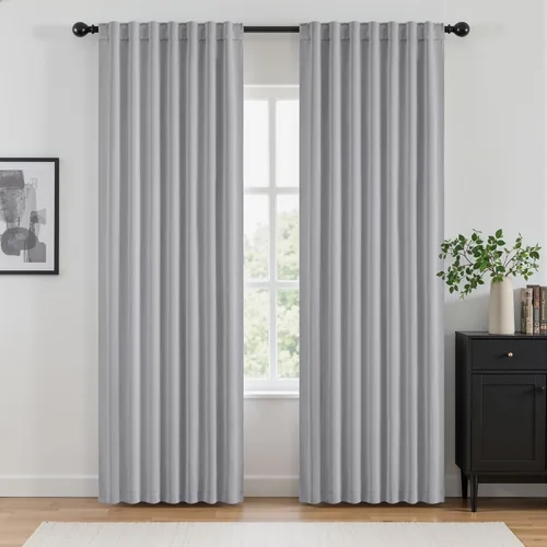 Miniatura 17 de ANRODUO Juego de 2 cortinas con bloqueo de luz del 99%, cortinas de 84 pulgadas de largo, cortinas negras para dormitorio, cortinas con aislamiento