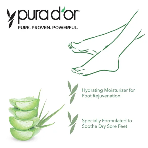 Miniatura 4 de PURA D'OR FootFocus Gel orgánico de aloe vera de 16 onzas para reparación grave del talón agrietado productos para el cuidado de los pies - Alivia