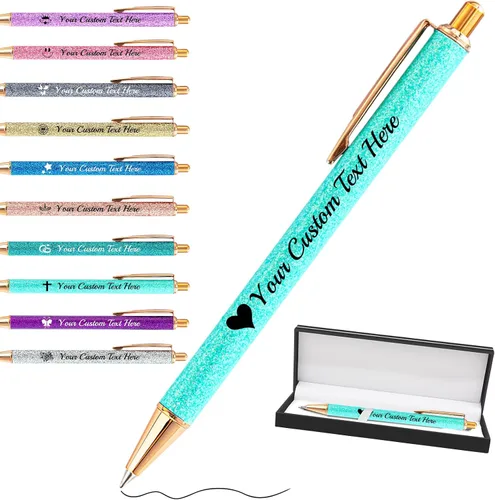 Miniatura 16 de Bolígrafos personalizados con purpurina con nombre a granel, 10 unidades, bolígrafos personalizados con punta de lápiz digital para mujeres y niñas
