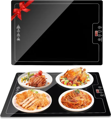Bandeja eléctrica de calentamiento de calor, calentador de superficie completa de 20 x 15 pulgadas con termostato, pantalla digital, soporte de 104