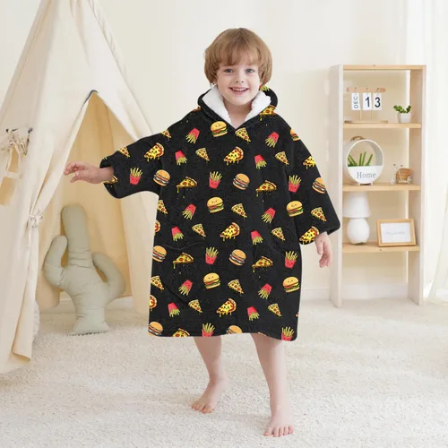 Miniatura 4 de Mewkou Manta con Capucha Portátil para Niños Sudadera con Capucha de Sherpa Extra Grande para Niños, Niñas y Niños Pequeños de 2 a 6 años