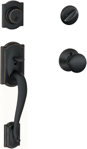 Miniatura 14 de Schlage F60 V CAM 716 ACC - Juego de manijas para puerta de entrada con manija Accent, diseño Camelot, cerradura de entrada con llave de lado único