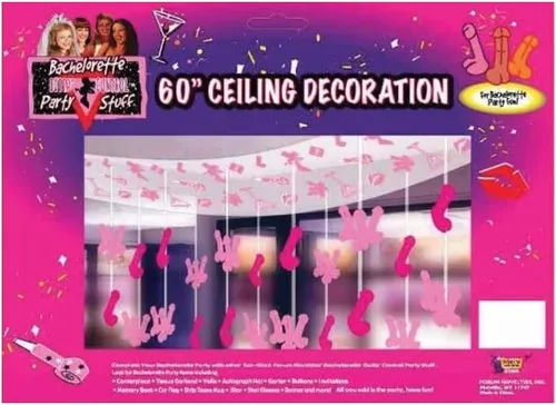 Decoración para techo en forma de pene de 60 pulgadas para despedidas de soltera , Paquete de 1, Multicolor