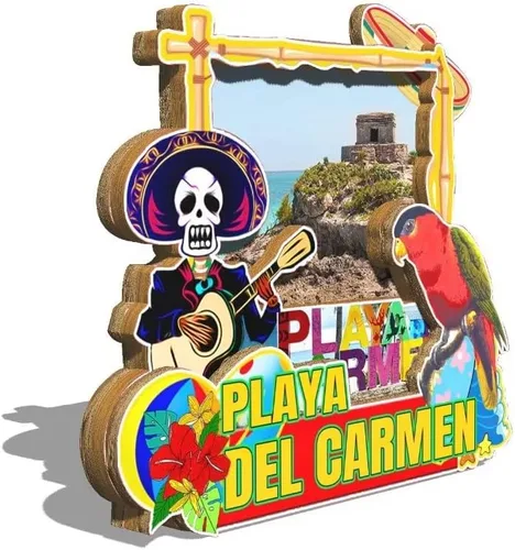 Miniatura 2 de Imán de madera para nevera de Playa del Carmen, México, 3D, monumentos de viaje, coleccionables, recuerdos, decoración hecha a mano