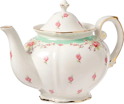 Miniatura 6 de Gracie China - Tetera vintage de porcelana azul rosa (5 tazas)