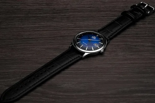 Miniatura 5 de Orient Reloj automático de acero inoxidable para hombre con correa de cuero, negro, 22 (Modelo FAC08004D0), Pulsera
