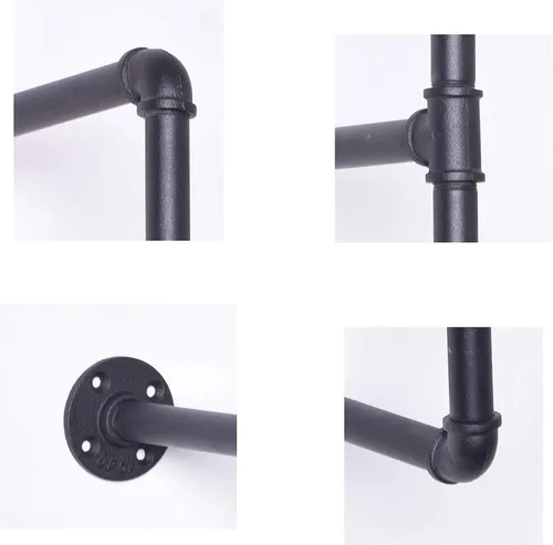 Miniatura 3 de Estantería de tubo negro industrial para bricolaje, montaje en pared, estantería abierta, kit de soporte para proyectos de bricolaje
