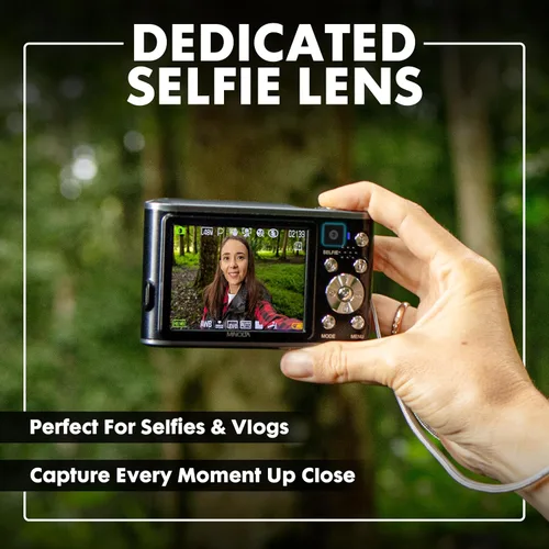 Miniatura 5 de Minolta Cámara digital de 48 megapíxeles con lente selfie trasera – Vídeo 4K Ultra HD, pantalla LCD de 2.8", zoom digital 16X