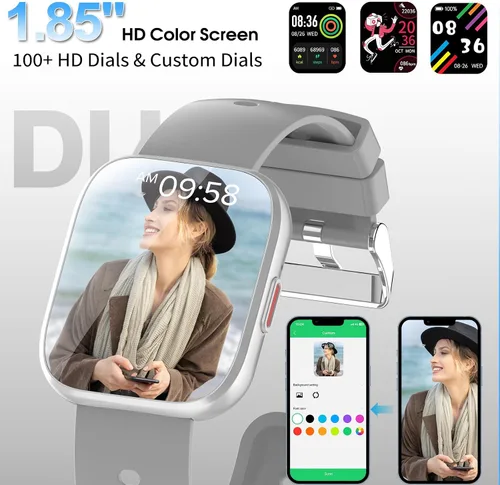 Miniatura 5 de aycy Reloj inteligente para hombres y mujeres, llamada Bluetooth, pantalla táctil HD de 1.85 pulgadas, reloj de fitness con monitor de frecuencia