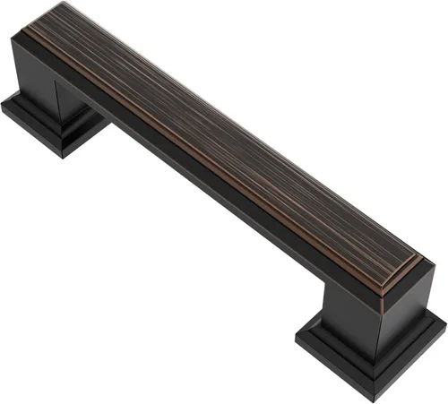 Miniatura 46 de Alzassbg - Paquete de 10 tiradores de gabinete de níquel negro cepillado de 3 pulgadas (76mm) con agujero central, manijas de gabinete de cocina