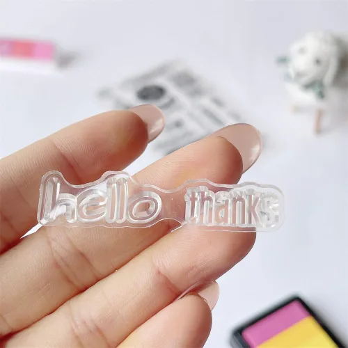 Miniatura 5 de Sellos transparentes de palabras de bendición, diseño de banderines de palabras de felicitación, sellos transparentes de goma de silicona