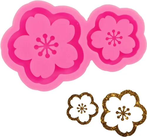 Miniatura 7 de Angel Wings Molde de resina para coctelera con respaldo brillante, moldes de silicona con flores de cerezo, hermosa flor de resina epoxi