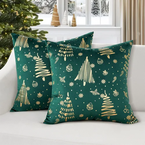Miniatura 11 de Topfinel Juego de 2 fundas de almohada de Navidad de 12 x 20 pulgadas, fundas de almohada lumbar doradas, fundas de almohada lumbar, fundas de Crema