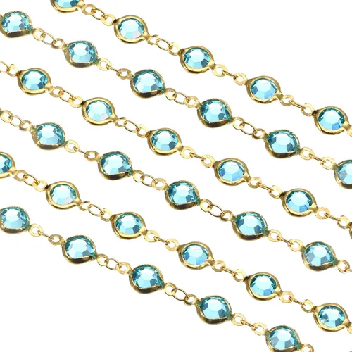 Miniatura 11 de uxcell Cadena de diamantes de imitación blancos de 2 yardas a granel con cadena de latón chapada en plata para hacer joyas, manualidades, pulseras