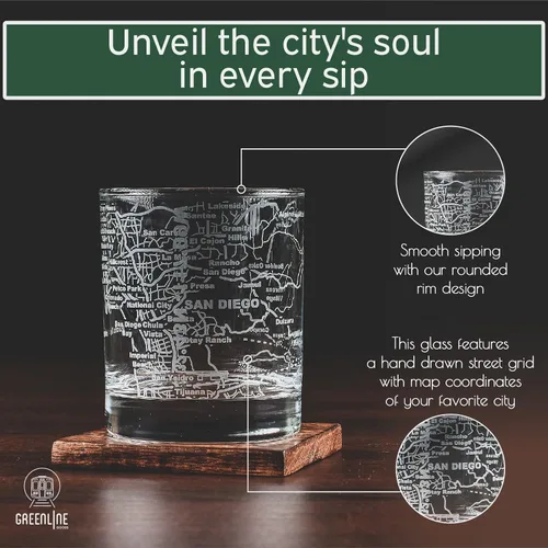 Miniatura 27 de Greenline Goods Vasos de whisky – Juego de vasos de 10 onzas para los amantes de San Luis, grabado con mapa de la ciudad de San Luis Old Fashioned