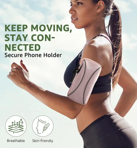 Miniatura 2 de HiRui Bolsa de brazo y bolsa de muñeca para teléfono, brazalete deportivo para correr, gimnasio, ciclismo y entrenamiento, compatible con iPhone