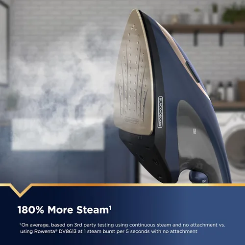 Miniatura 5 de BLACK+DECKER Press & Steam - Plancha y vaporizador 2 en 1, 180% más vapor y tecnología de una temperatura, suela de cerámica, seguro en todos