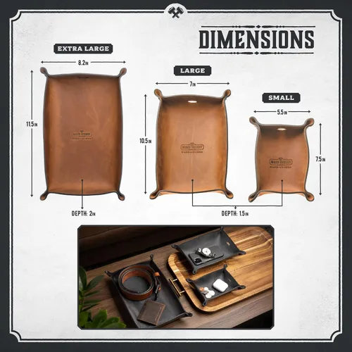 Miniatura 2 de Main Street Forge Bandeja de valet de cuero para hombre, organizador rústico EDC para llaves, teléfono y cartera, fabricado en Estados Unidos