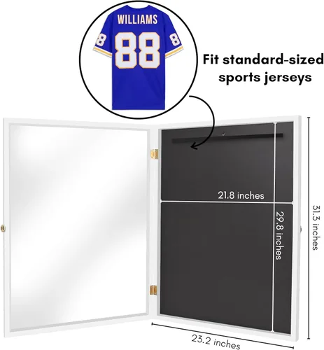 Miniatura 3 de Americanflat Estuche de exhibición con marco de jersey, vitrina con cerradura de 23 x 31 pulgadas con colgador, colección All-Star, caja de sombra
