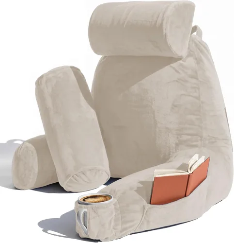 Miniatura 27 de Nestl Almohada de lectura para niños y adolescentes con espuma viscoelástica triturada, almohadas de respaldo para leer, ver y jugar, uso