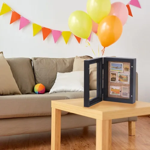 Miniatura 6 de Caja de sombra de 5 x 7, tamaño de pantalla de 4 x 6 pulgadas, marco de caja de sombra con ventana de cristal, vitrina pequeña con bisagra, mini