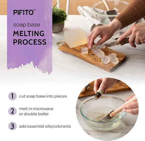 Miniatura 5 de Pifito Base de jabón transparente para derretir y verter (2 libras) │ Base de jabón de glicerina 100% natural prémium │ Suministros de lujo
