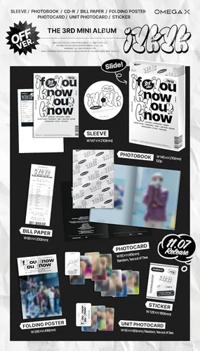 Omega X IYKYK 3er mini álbum CD+Photobook+Bill Paper+Photocard+Poster plegable en paquete+pegatina+tarjeta fotográfica de unidad+seguimiento sellado