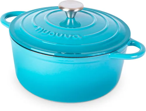 Miniatura 39 de Nuovva Olla Holandesa de Hierro Fundido Esmaltado con Tapa – Cazuela Antiadherente de 6.4 Cuartos – Resistente y Apta para Horno hasta 500°F