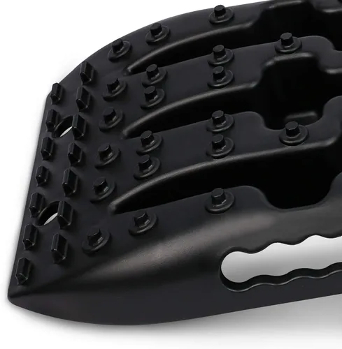 Miniatura 5 de XPV AUTO Tablas de tracción para pistas de recuperación, escalera de neumáticos, alfombrilla 4WD para arena y lodo de nieve todoterreno 4X4 (negro)