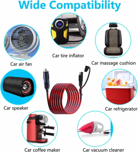 Miniatura 7 de Cargador de batería SAE para encendedor de cigarrillos, cable de carga de 16 AWG de 12 V, adaptador de liberación rápida, cable de carga con luz