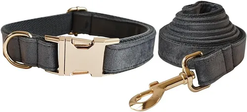 Miniatura 13 de Love Dream Juego de collar y correa de terciopelo para perro, suave y cómodo, correa ajustable y collar con hebilla de metal resistente para perros